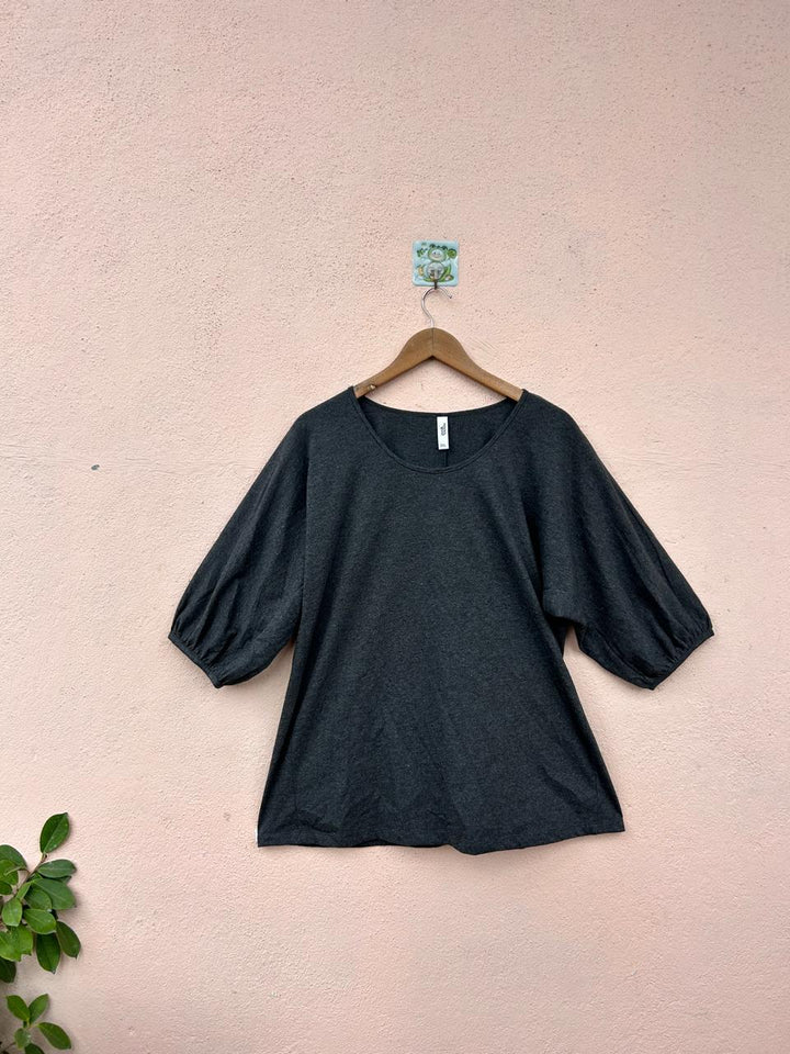 Grey Round Neck Top