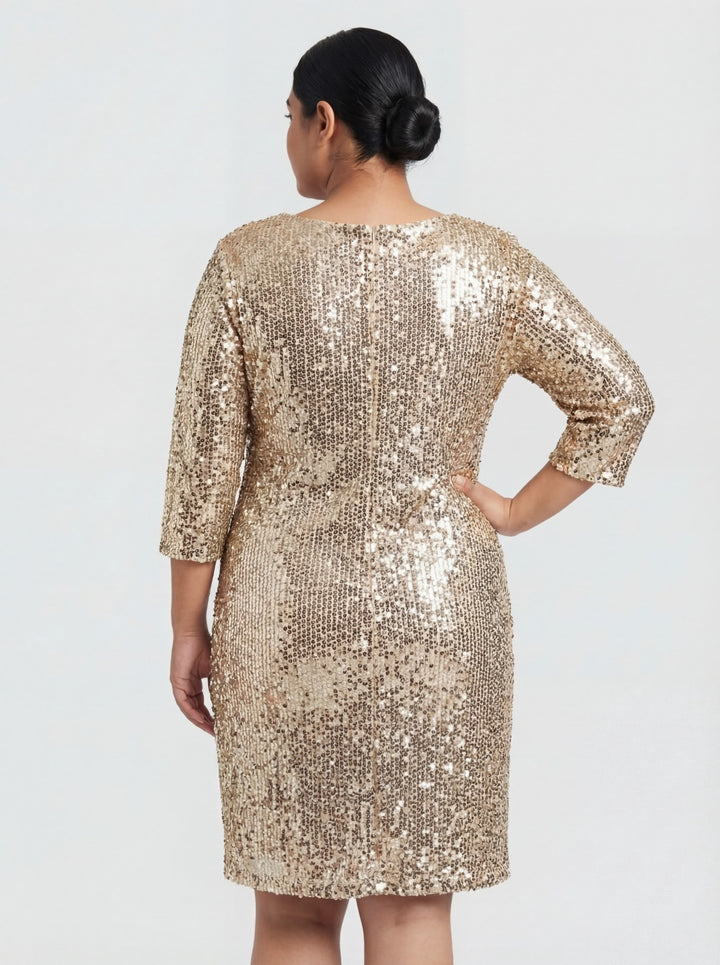 Gold Sequin Sheath Dress