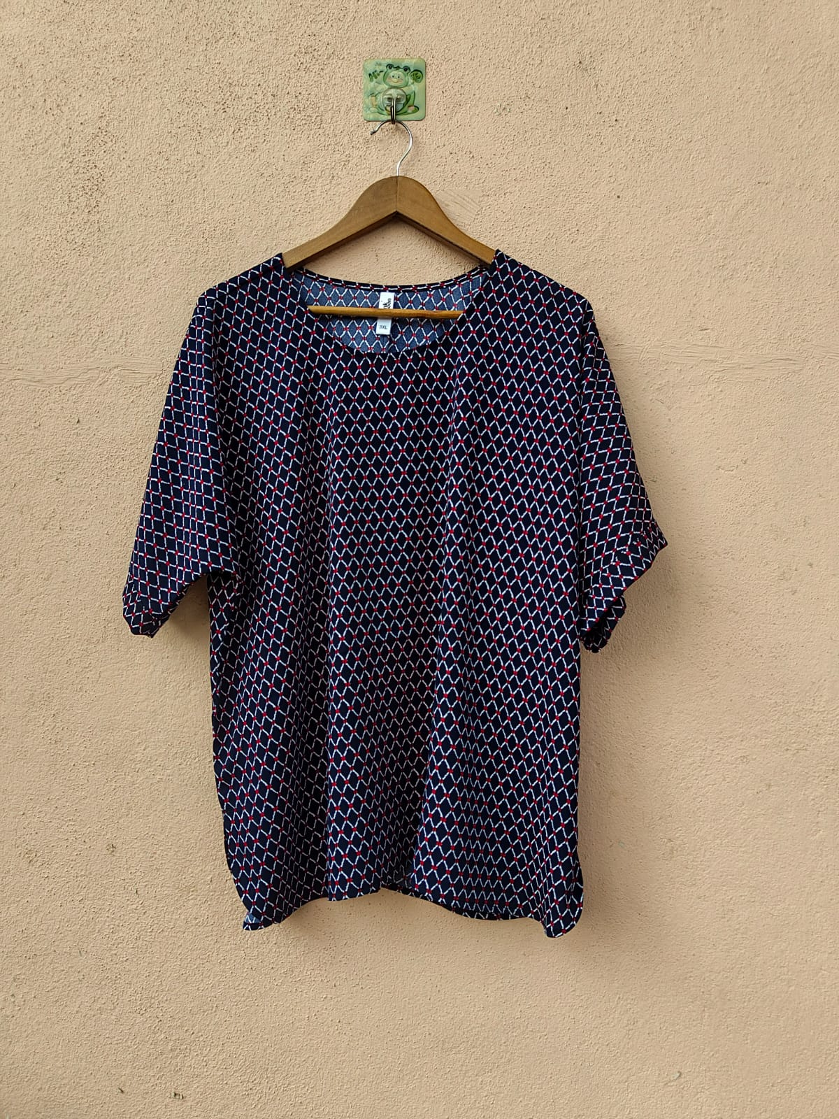 Navy Polka Dot Printed Top