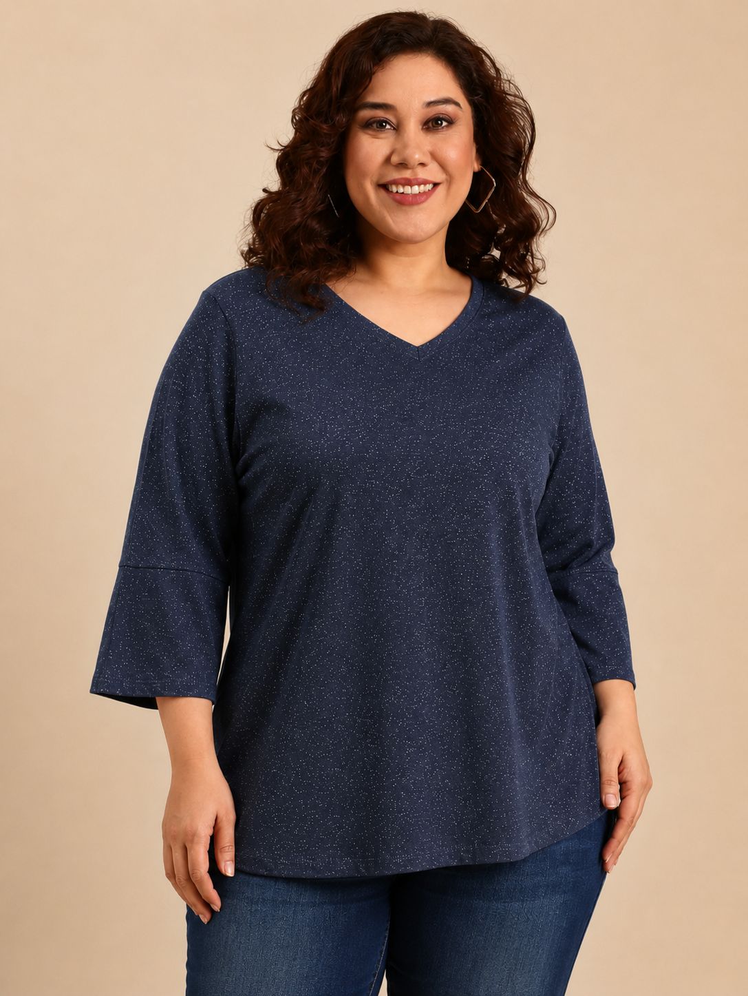Navy Lurex T-Shirt