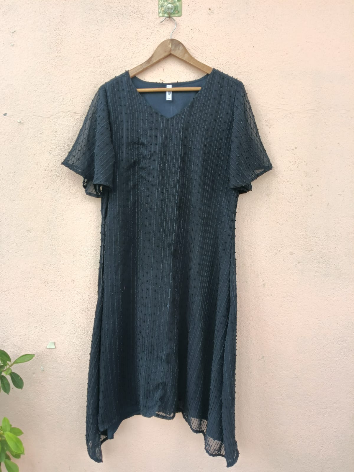 Navy Embroidered A-Line Dress