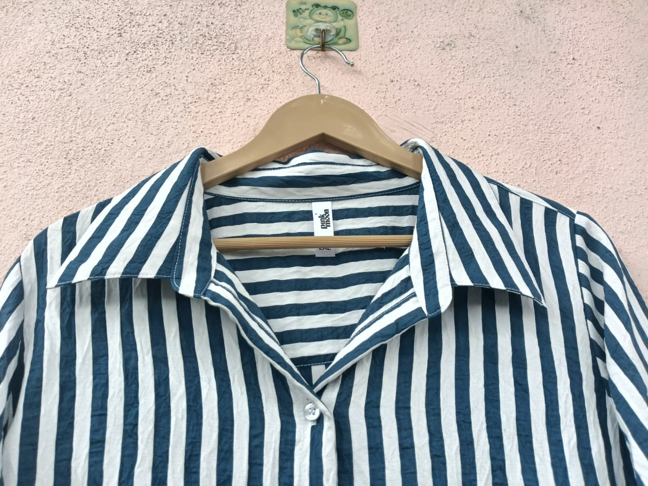 Navy and White Striped Drop Shoulder Shirt