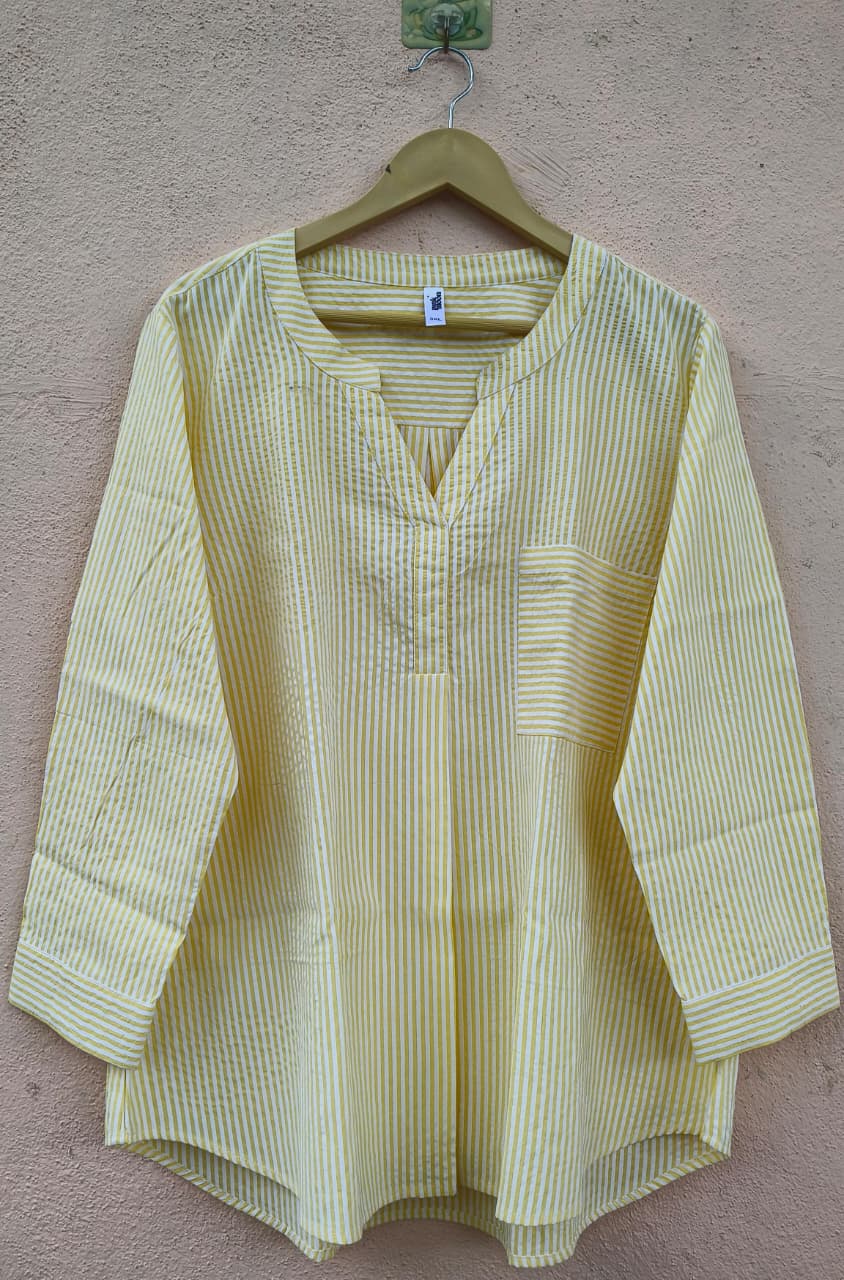 Yellow and White Striped Top