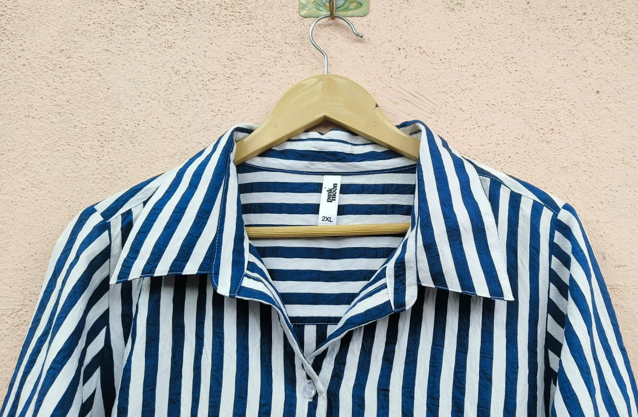 Teal and White Striped Shirt