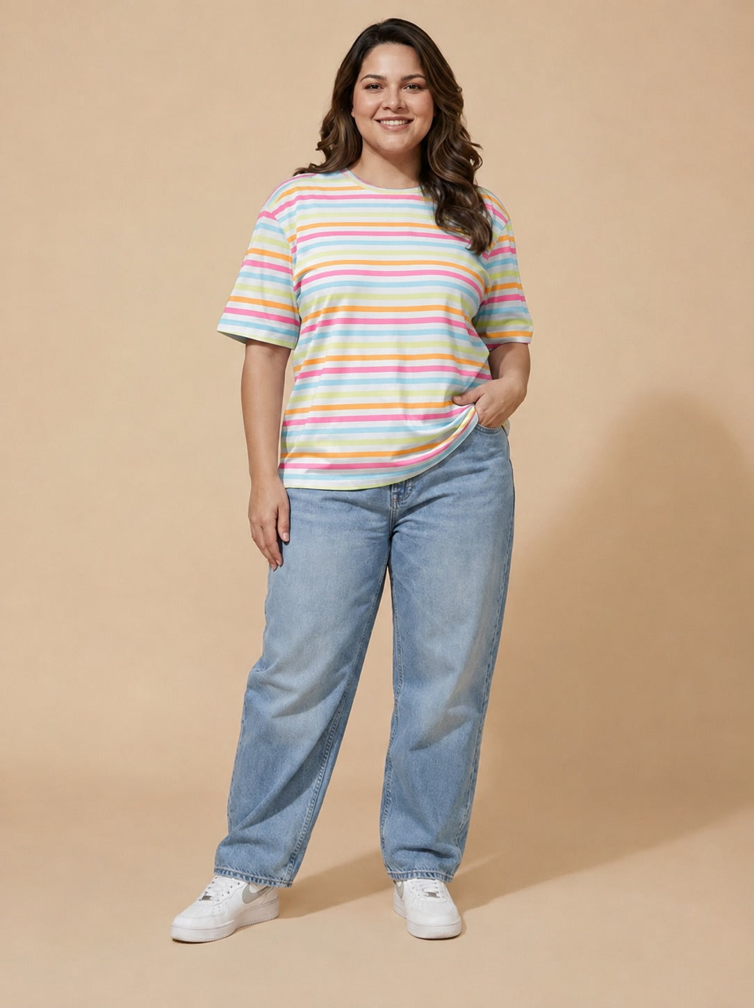 Multi-Stripe Oversized T-Shirt