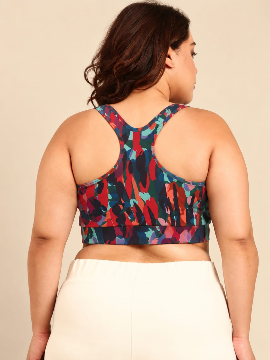 Abstract Neon Printed Sports Bra