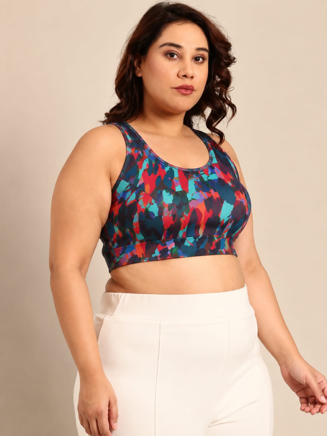 Abstract Neon Printed Sports Bra