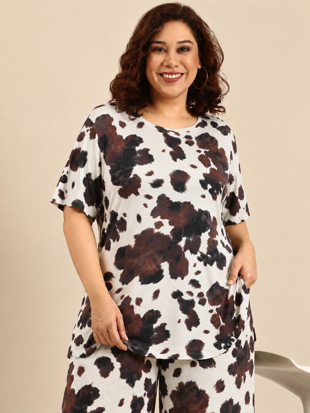 Brown Printed Co-ord Set (2 Piece)