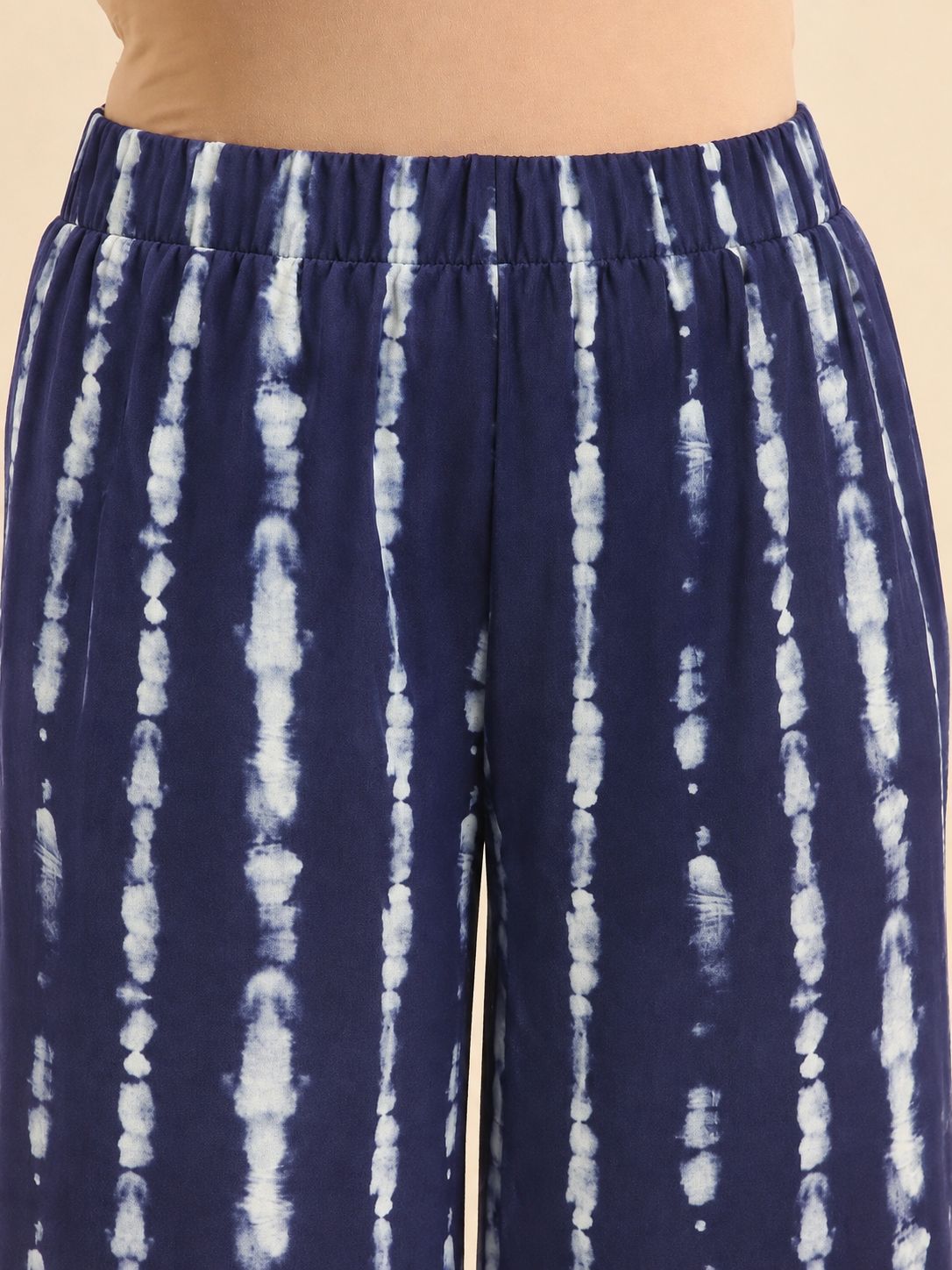 Navy Tie-Dye Wide-Leg Palazzo Pants