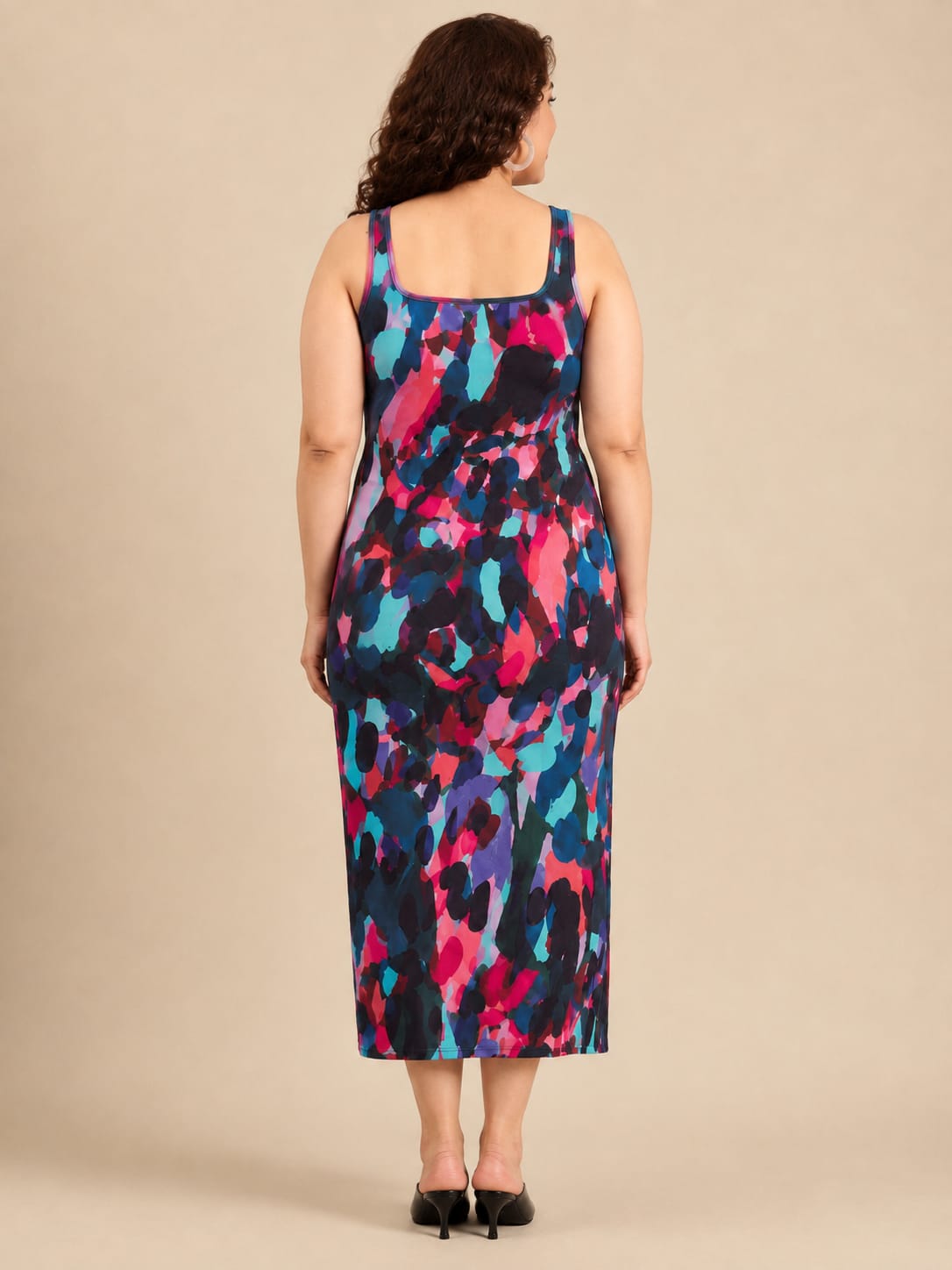 Abstract Neon Printed Bodycon Dress
