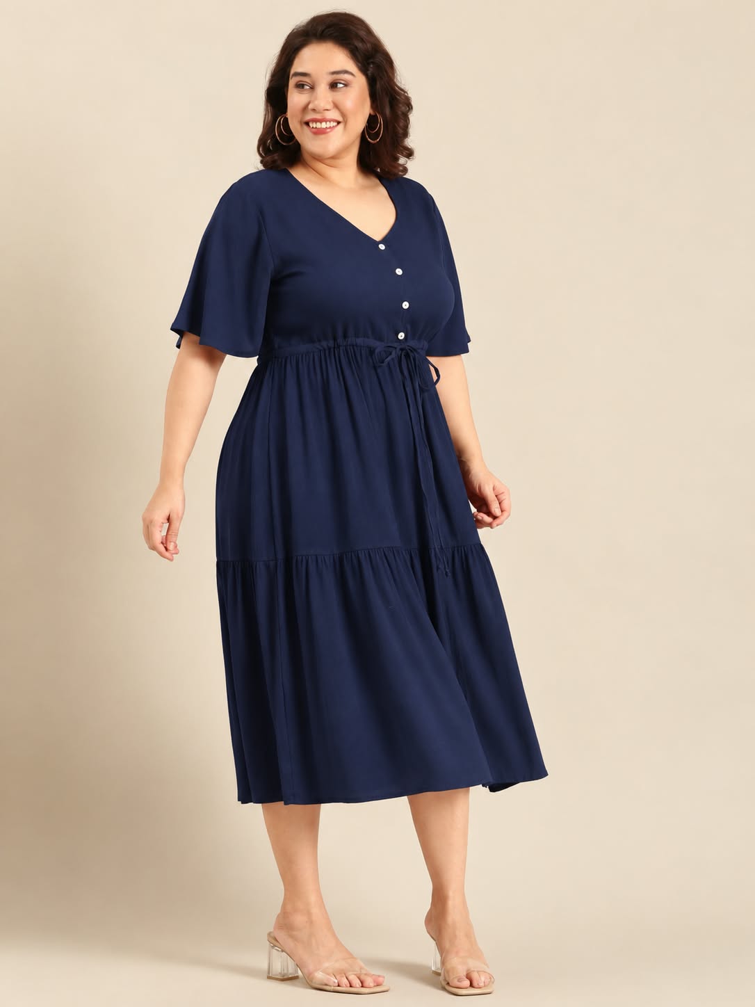 Navy Tie-Up Dress