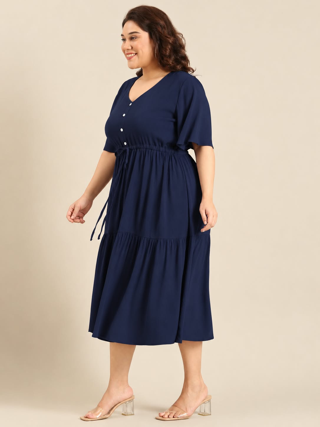 Navy Tie-Up Dress