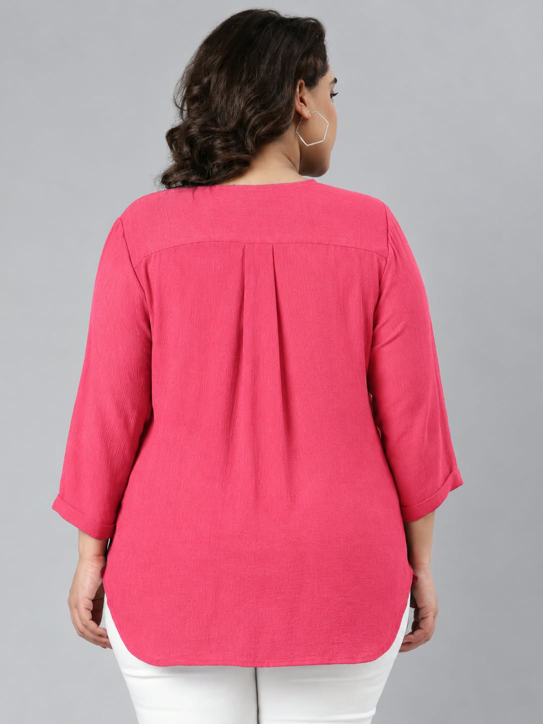 Pink V-Neck Crepe Top