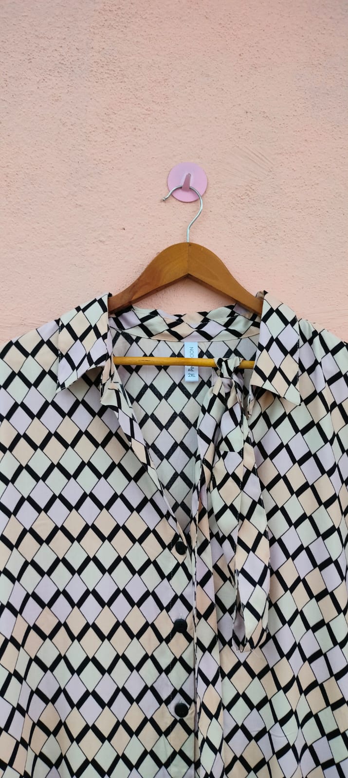 Beige Geometric Print Shirt Dress