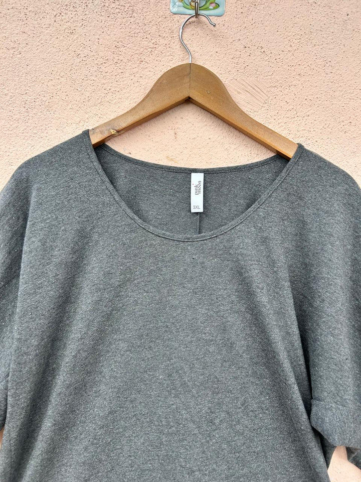 Grey Round Neck Top