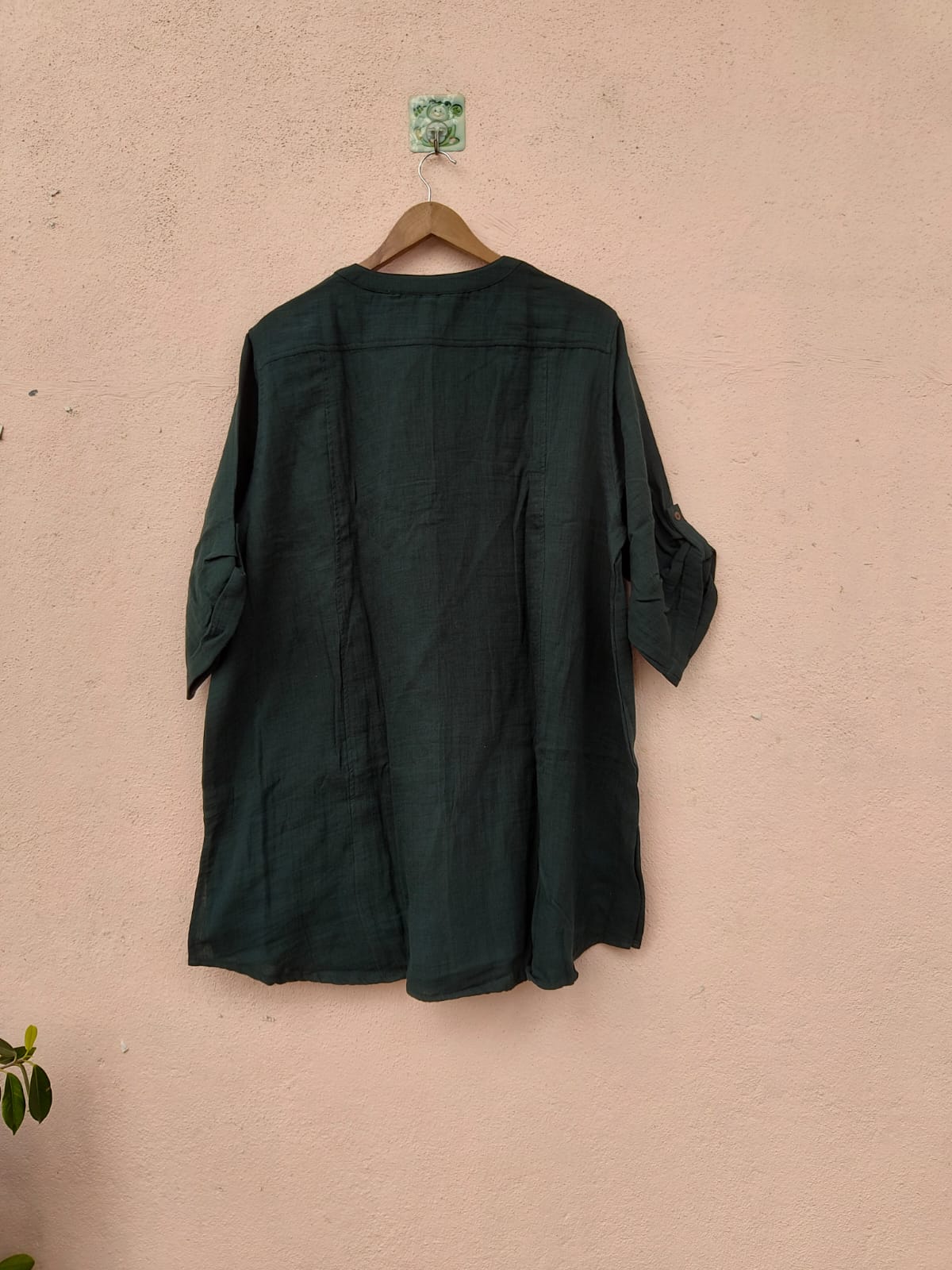 Solid Green V-Neck Tunic