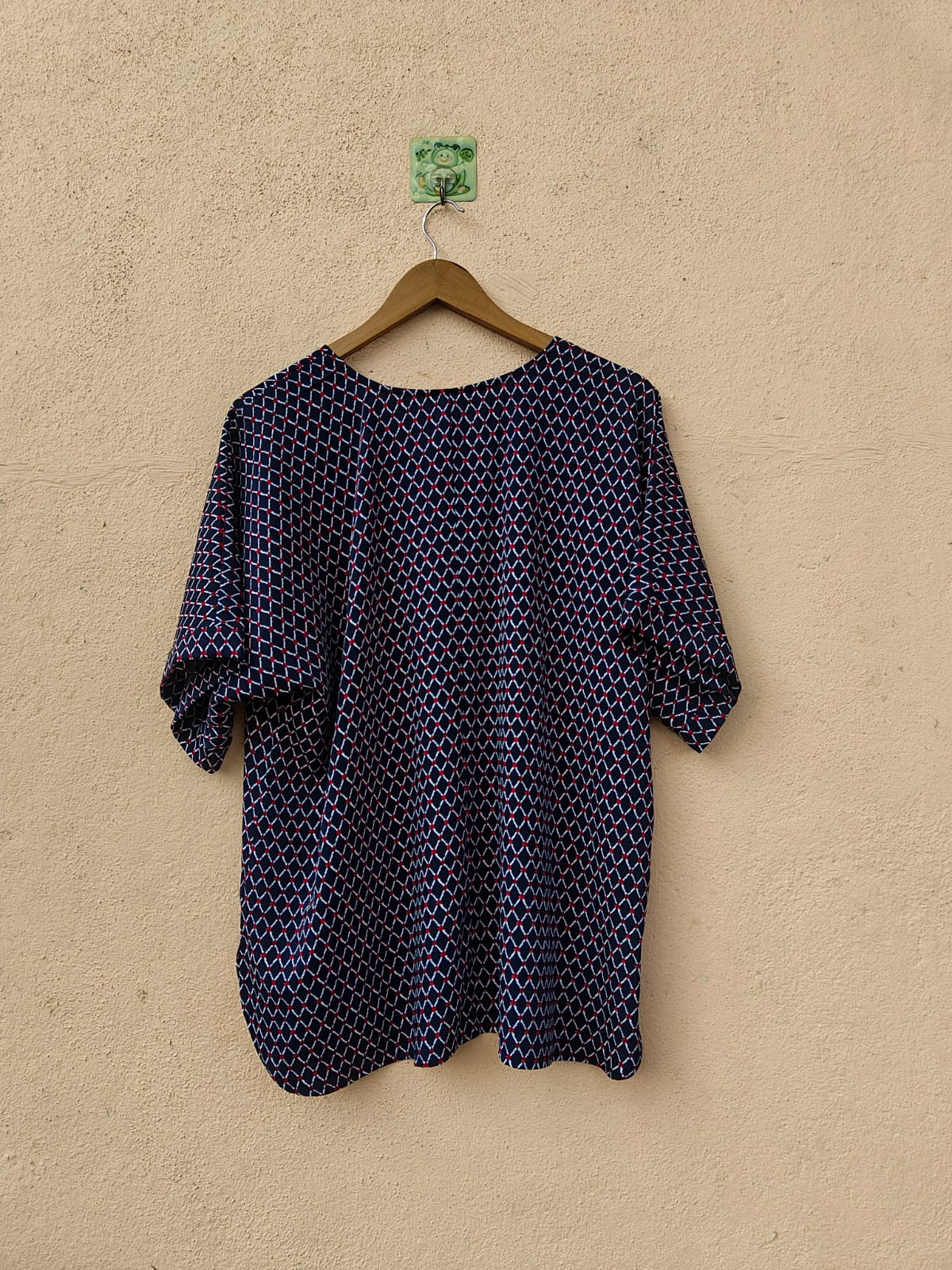 Navy Polka Dot Printed Top