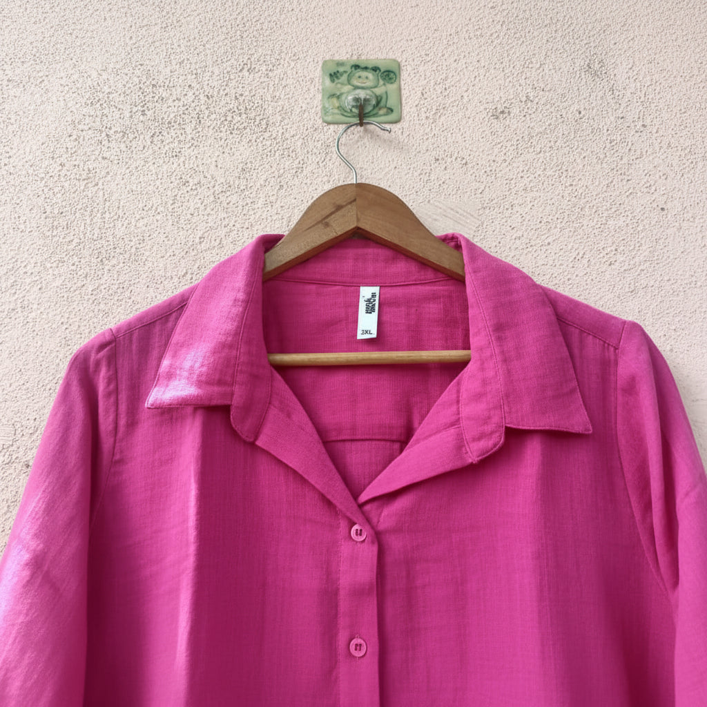 Pink Solid Collared Button-Down Shirt