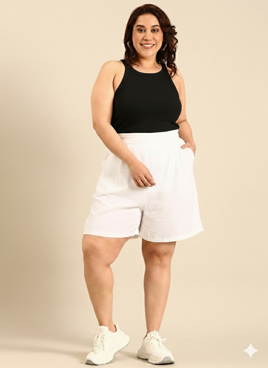 White Linen Shorts