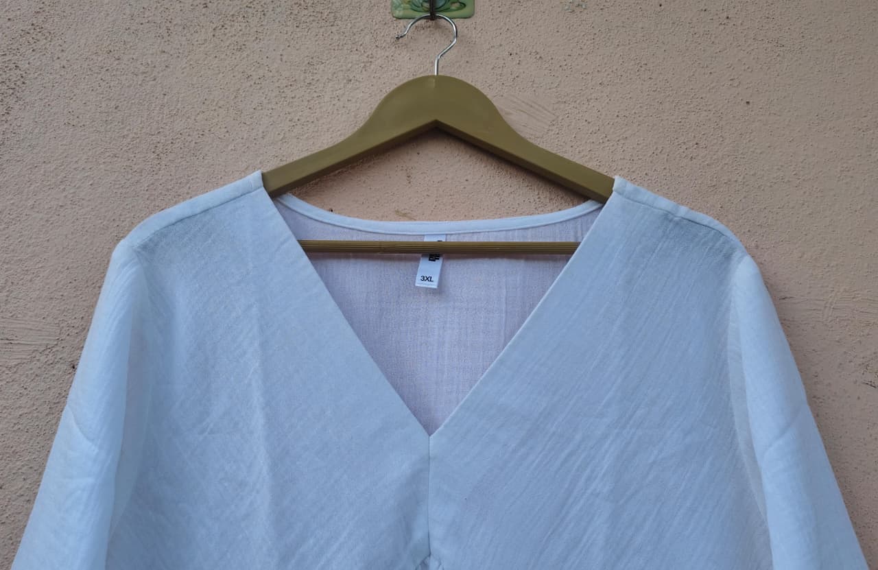 White Solid V-Neck Tunic