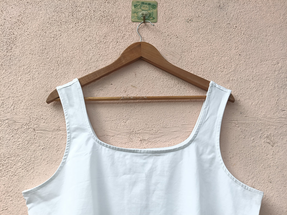 White Square-Neck Sleeveless Crop Tank Top