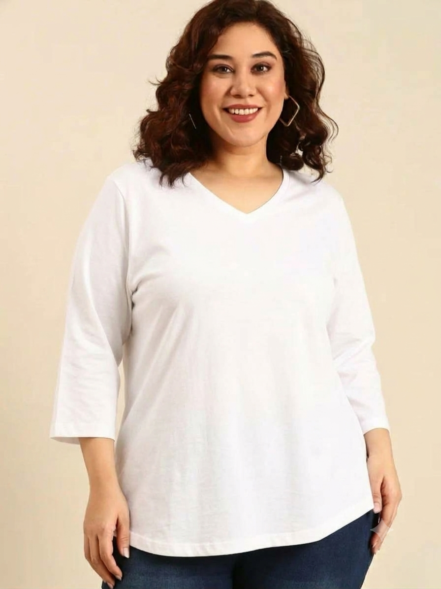 White V-Neck T-shirts