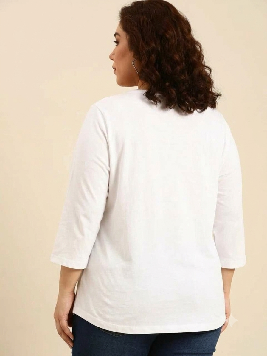 White V-Neck T-shirts