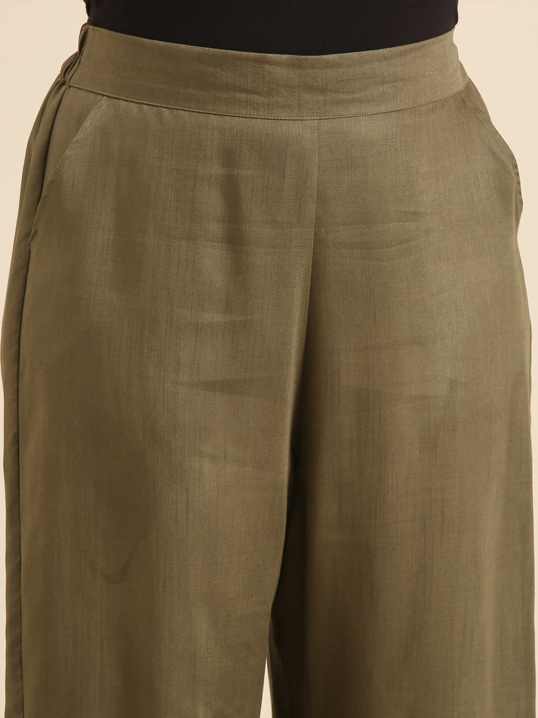 Wide-Leg Olive Palazzo