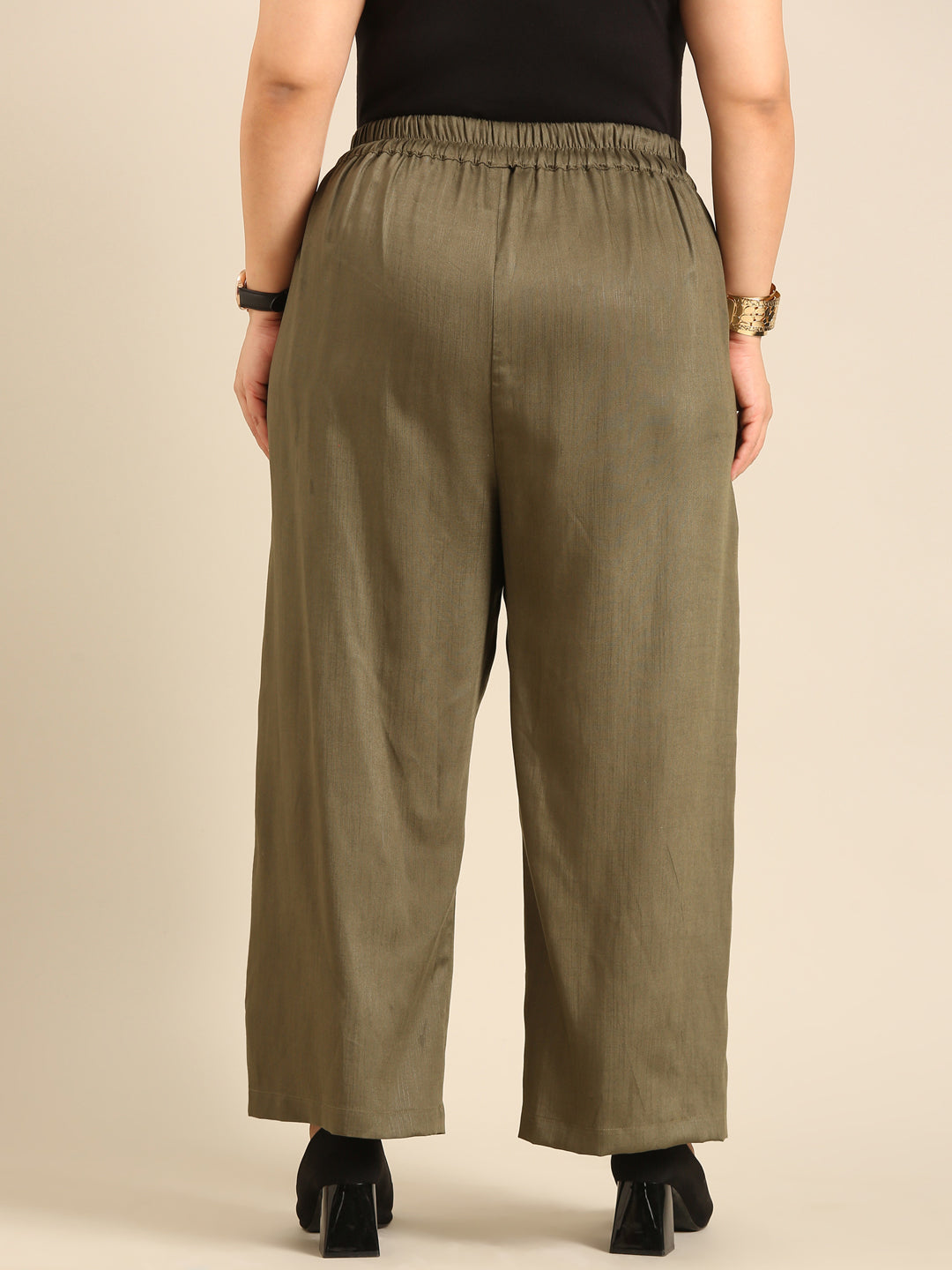Wide-Leg Olive Palazzo