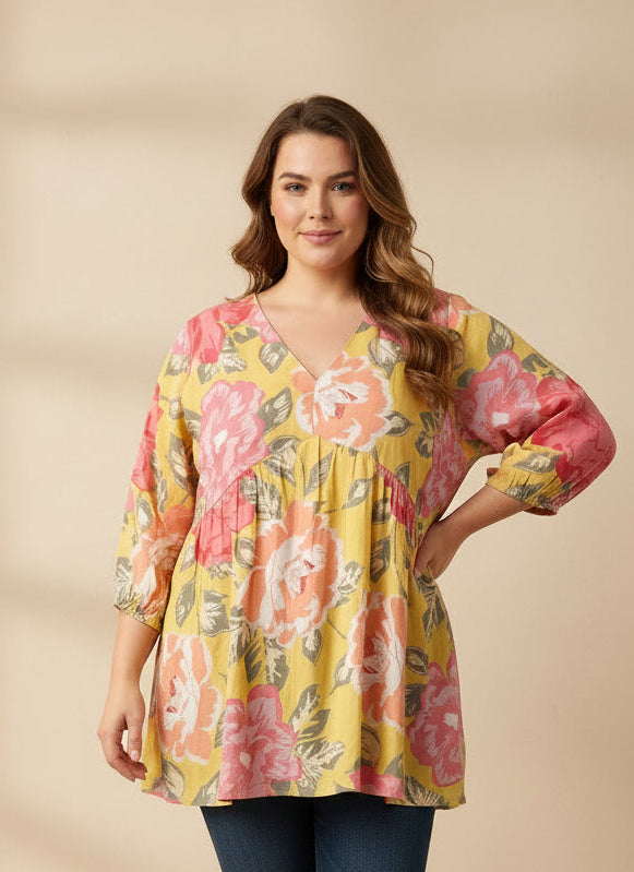Yellow Bloom Print Tunic