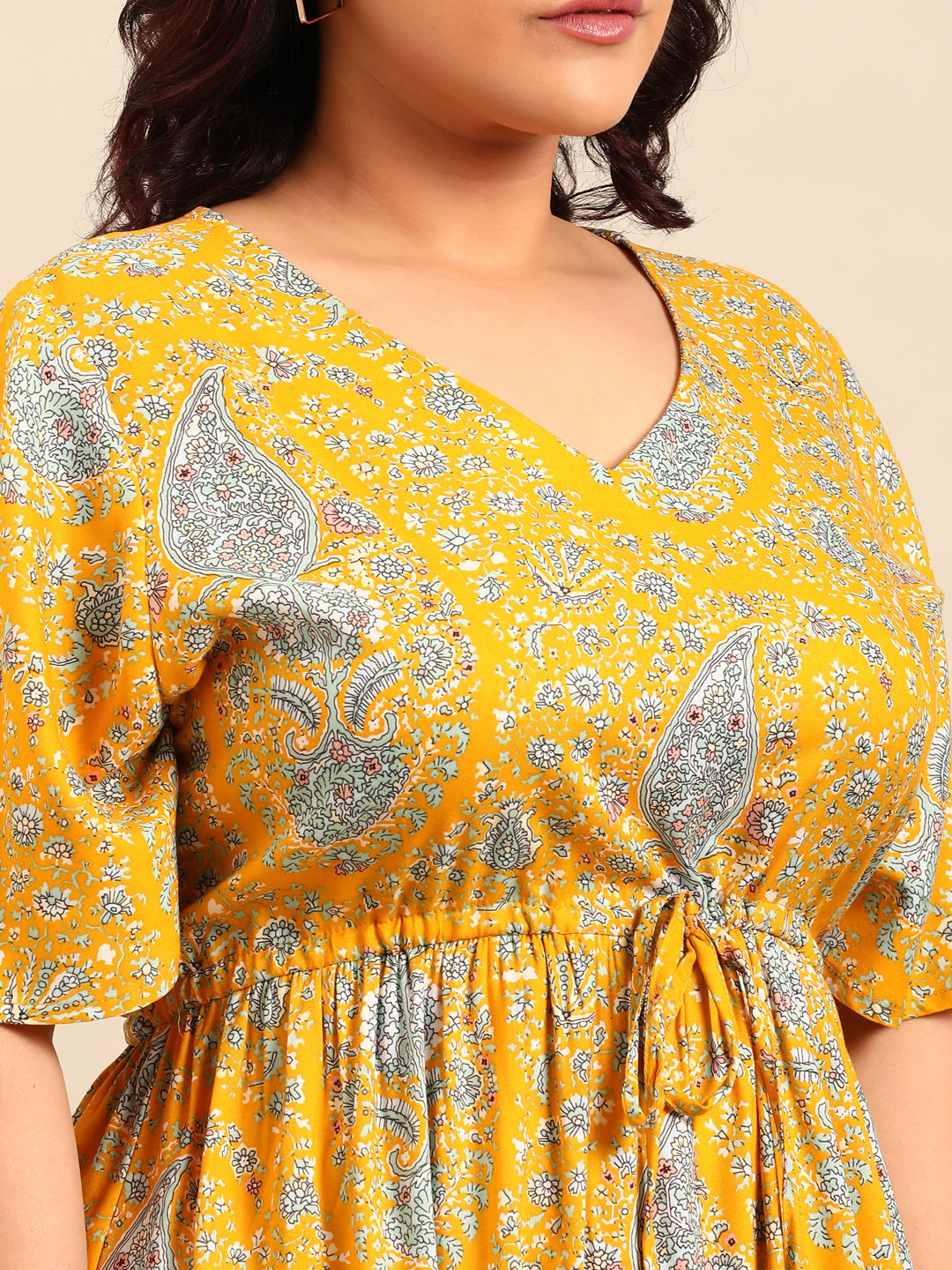 Yellow Paisley Printed Dress