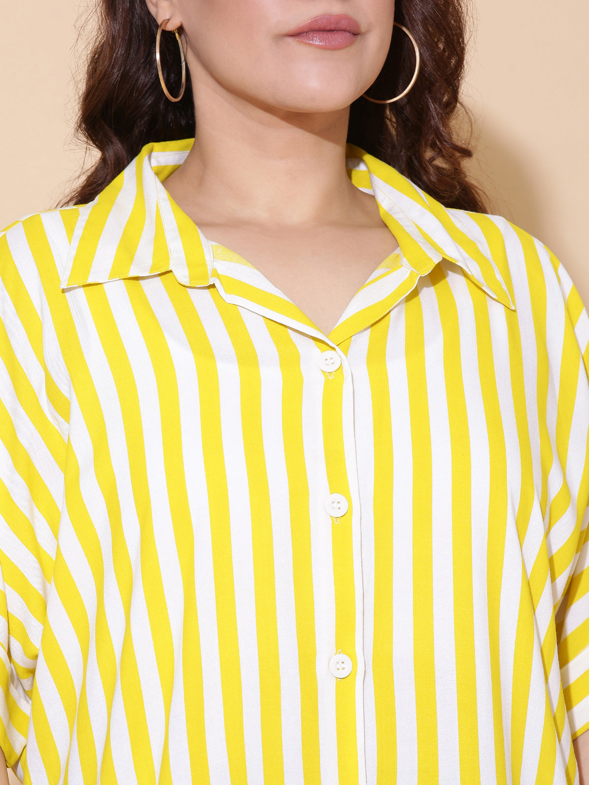 Yellow Striped Drop Shoulder Shirt
