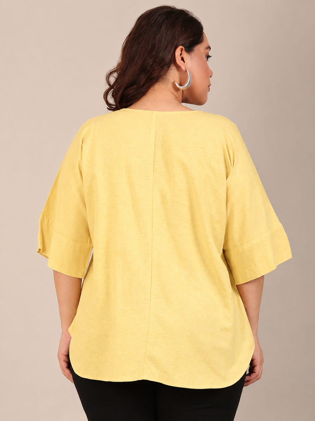 Yellow V-Neck Drop Shoulder Top