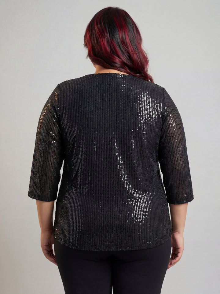 Black Shimmer Sequin Top