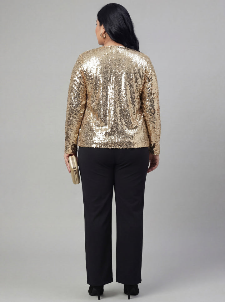 Gold Sequin Jacket with Button