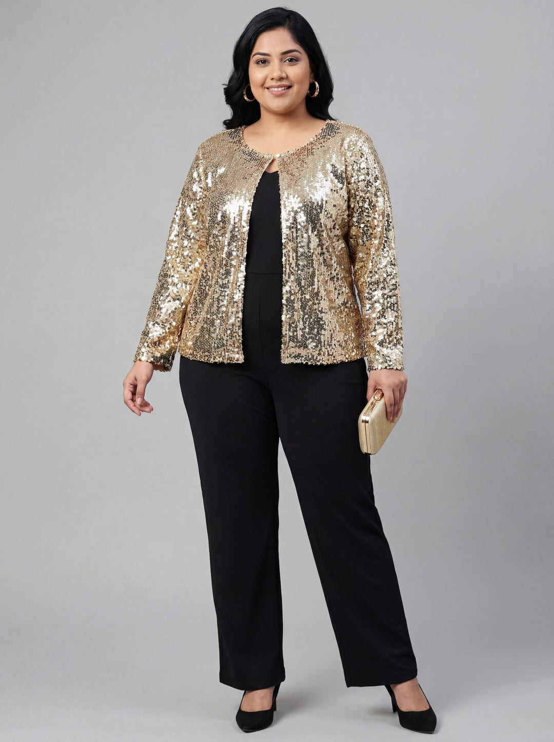 Gold Sequin Jacket with Button