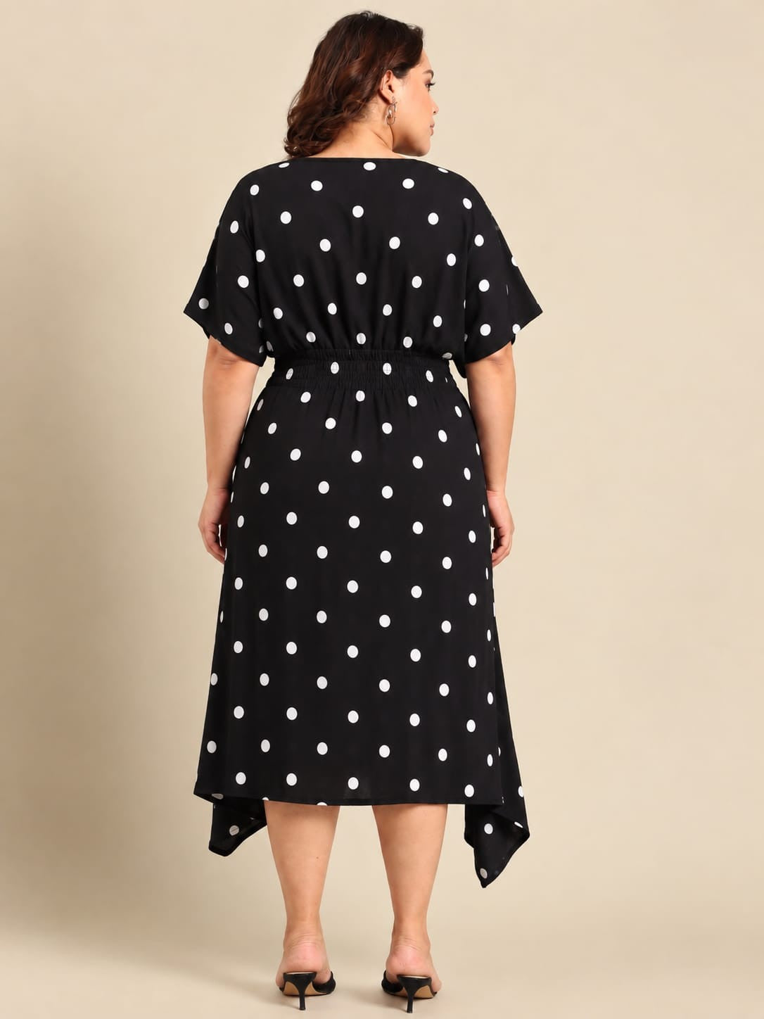 Black-White Polka Smocking Dress