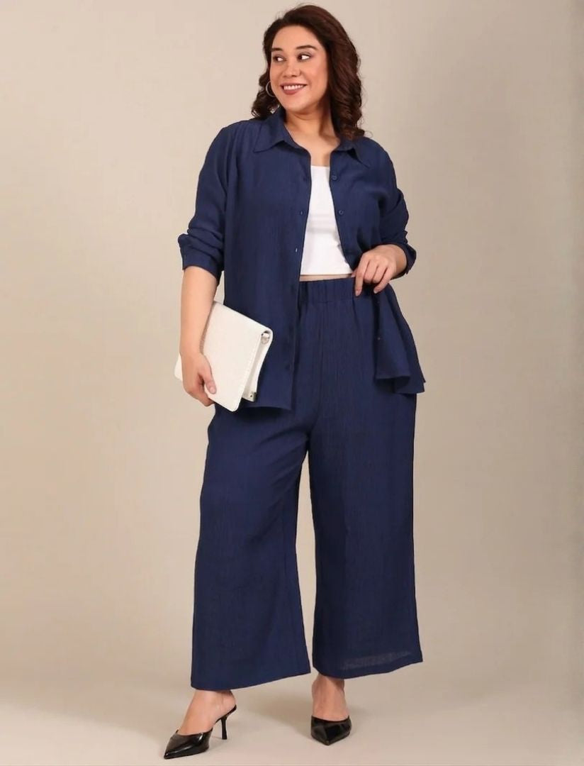 Navy Crepe Co-ord Set (2 Piece)