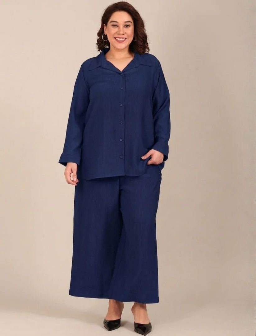 Navy Crepe Co-ord Set (2 Piece)