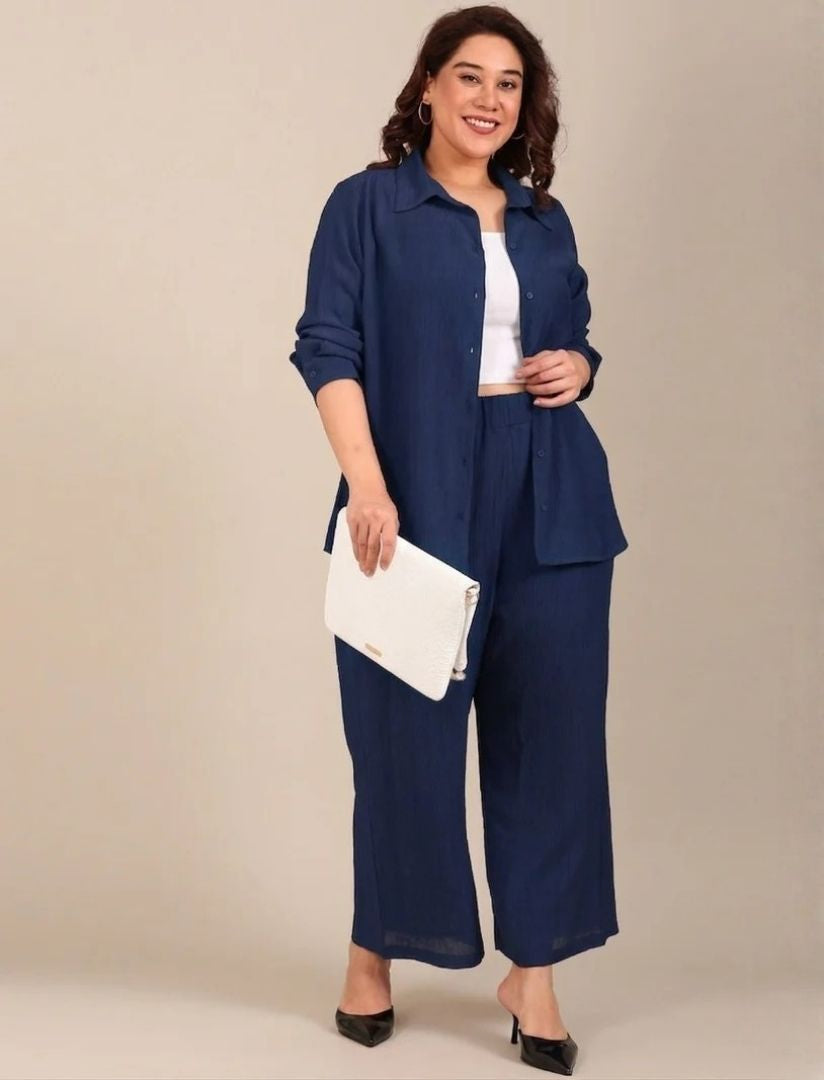 Navy Crepe Co-ord Set (2 Piece)