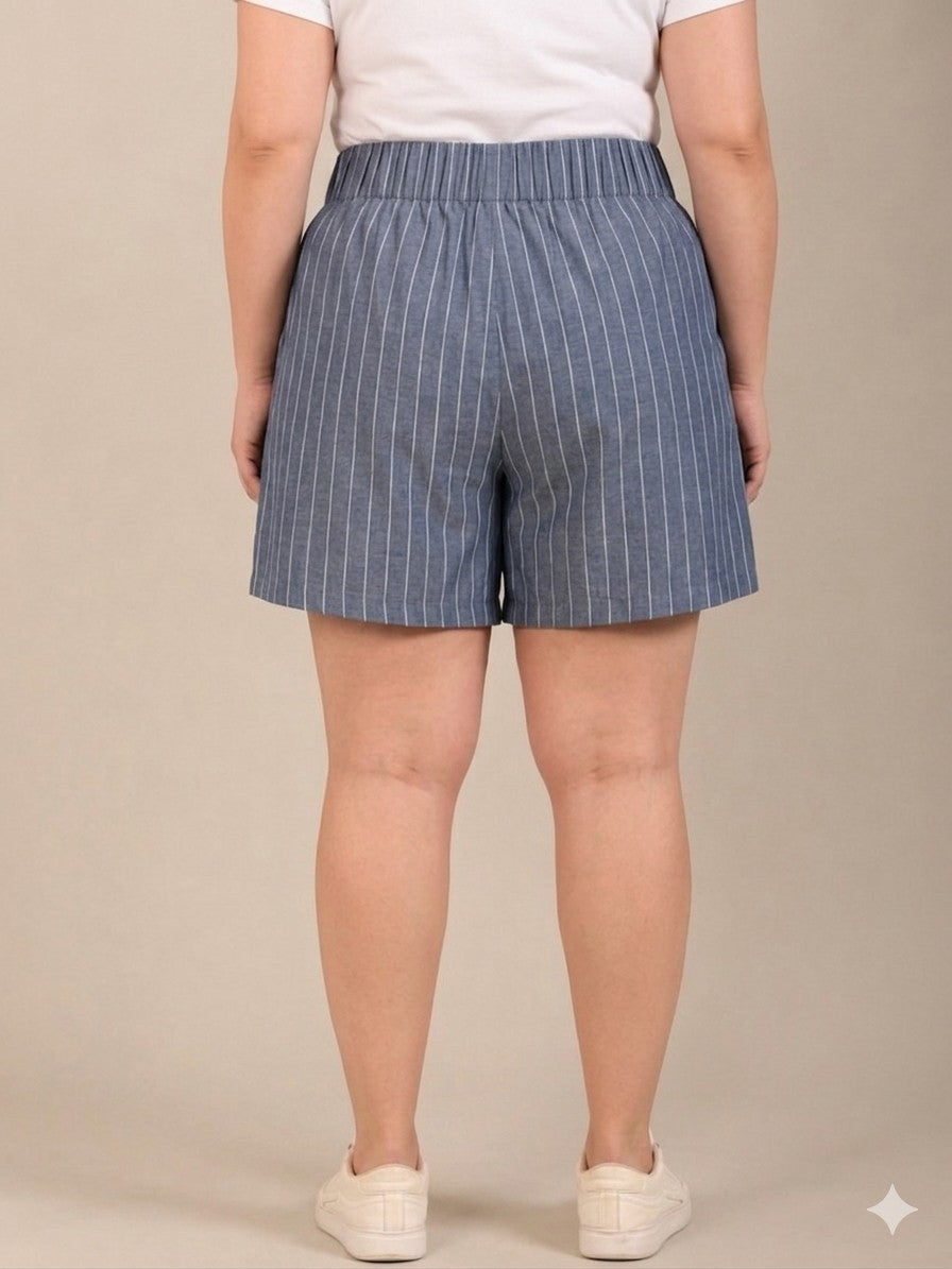 Blue Pine Stripe Shorts