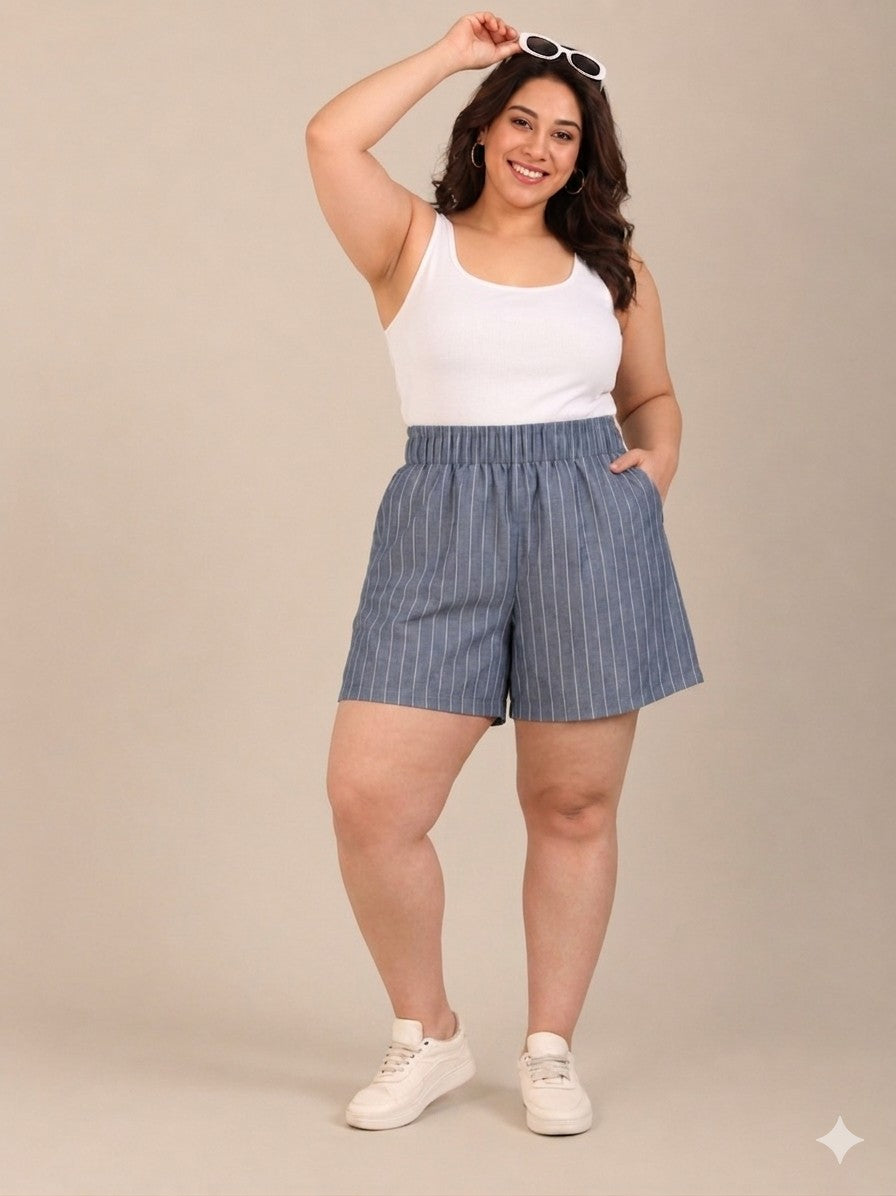Blue Pine Stripe Shorts