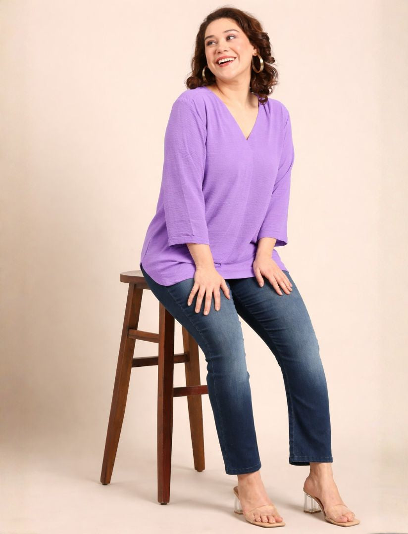 Lilac Front Pleat Top