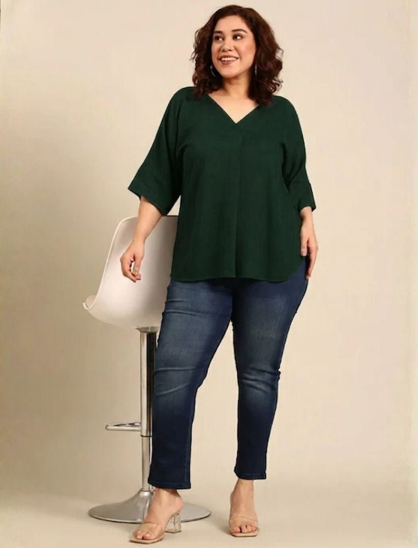 Green Drop Shoulder Top