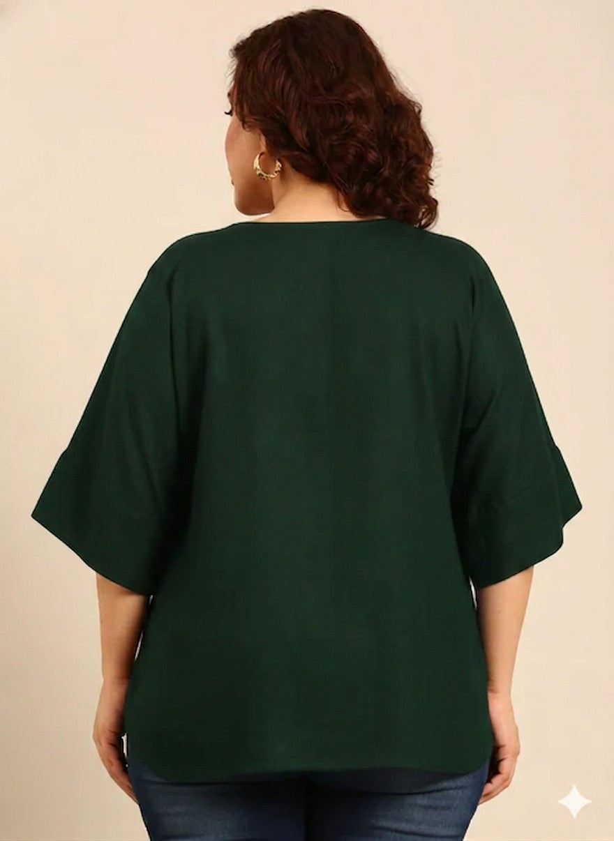 Green Drop Shoulder Top