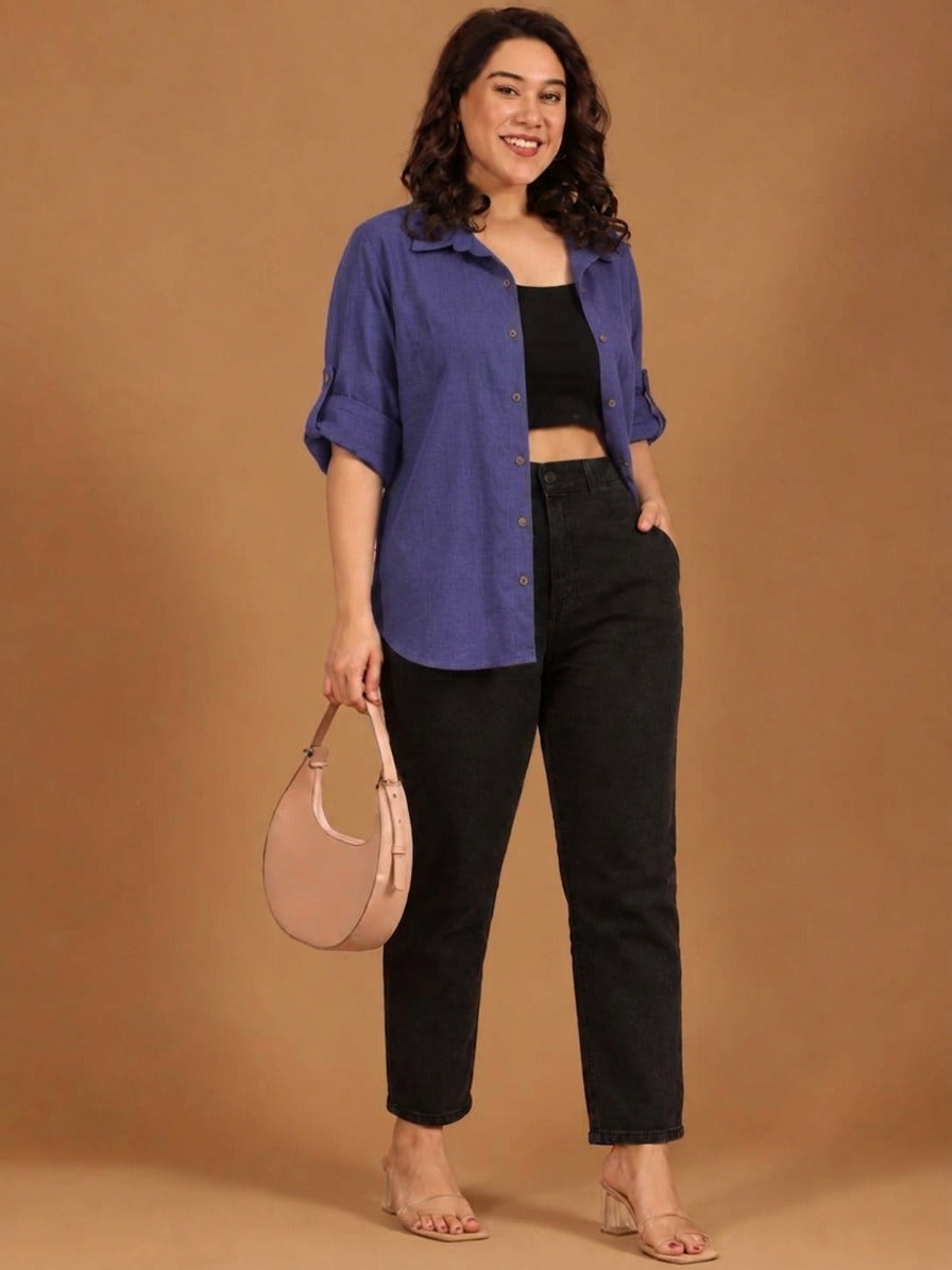 Cobalt Linen Button Down Shirt