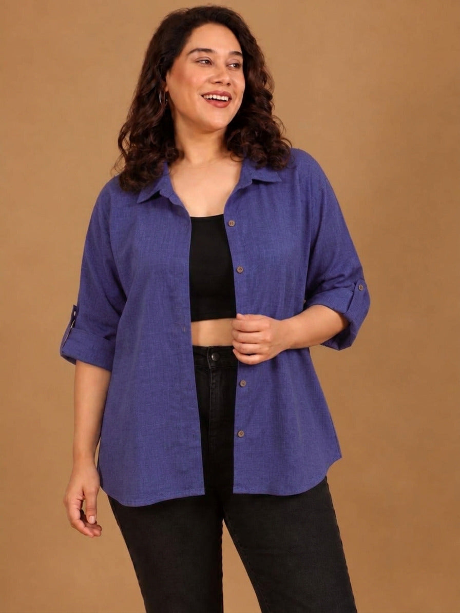 Cobalt Linen Button Down Shirt
