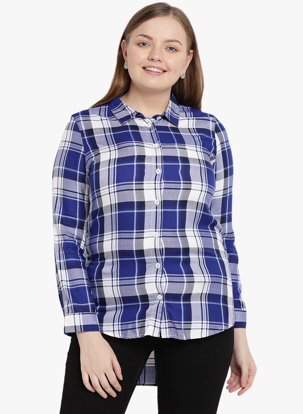 WHITE AND BLUE CHECKED SHIRT