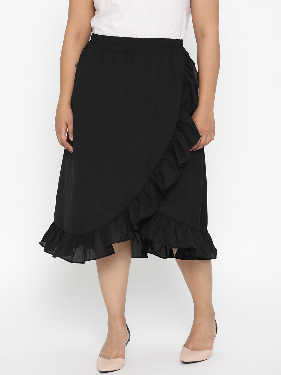 Black Flared Skirt With Lining