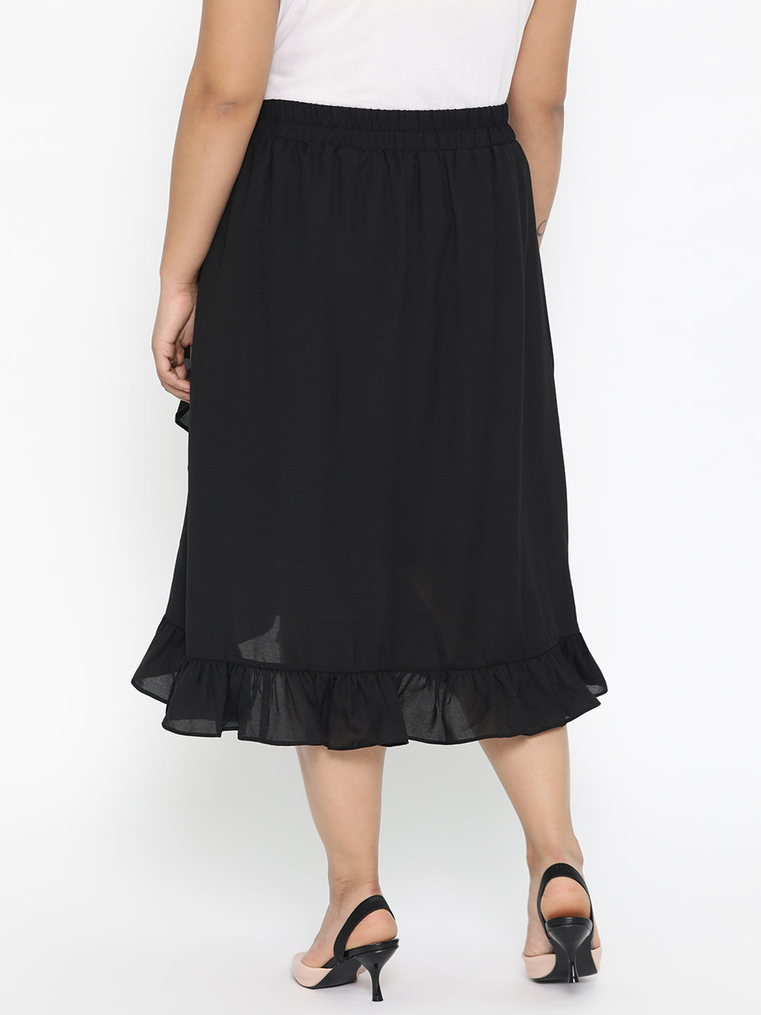 Black Flared Skirt With Lining
